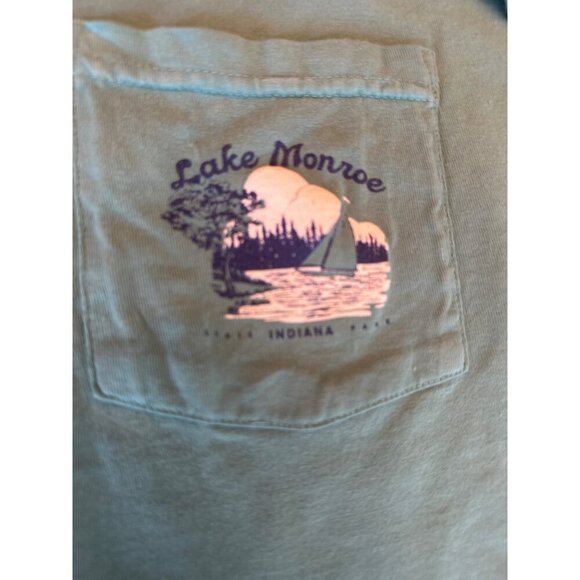 Lake Monroe State Indiana Park Graphic T-Shirt 2XL Turquoise 100% Cotton - Picture 2 of 4
